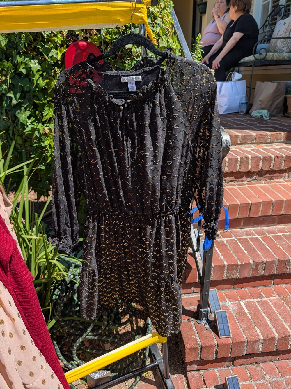 London Times Black Tunic Dress with Gold Dot Motif